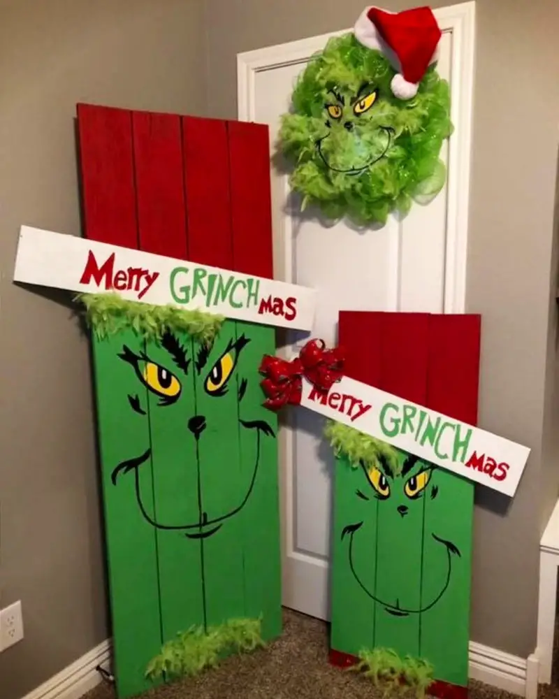 DIY Grinch Christmas decorations and crafts - christmas raffle ideas for work