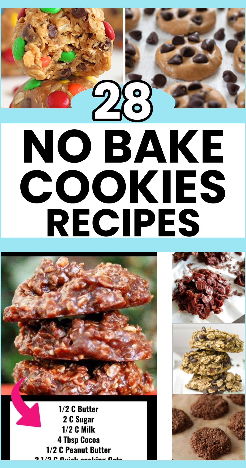 No Bake Cookies - 28 no bake cookie recipes and variations to try.