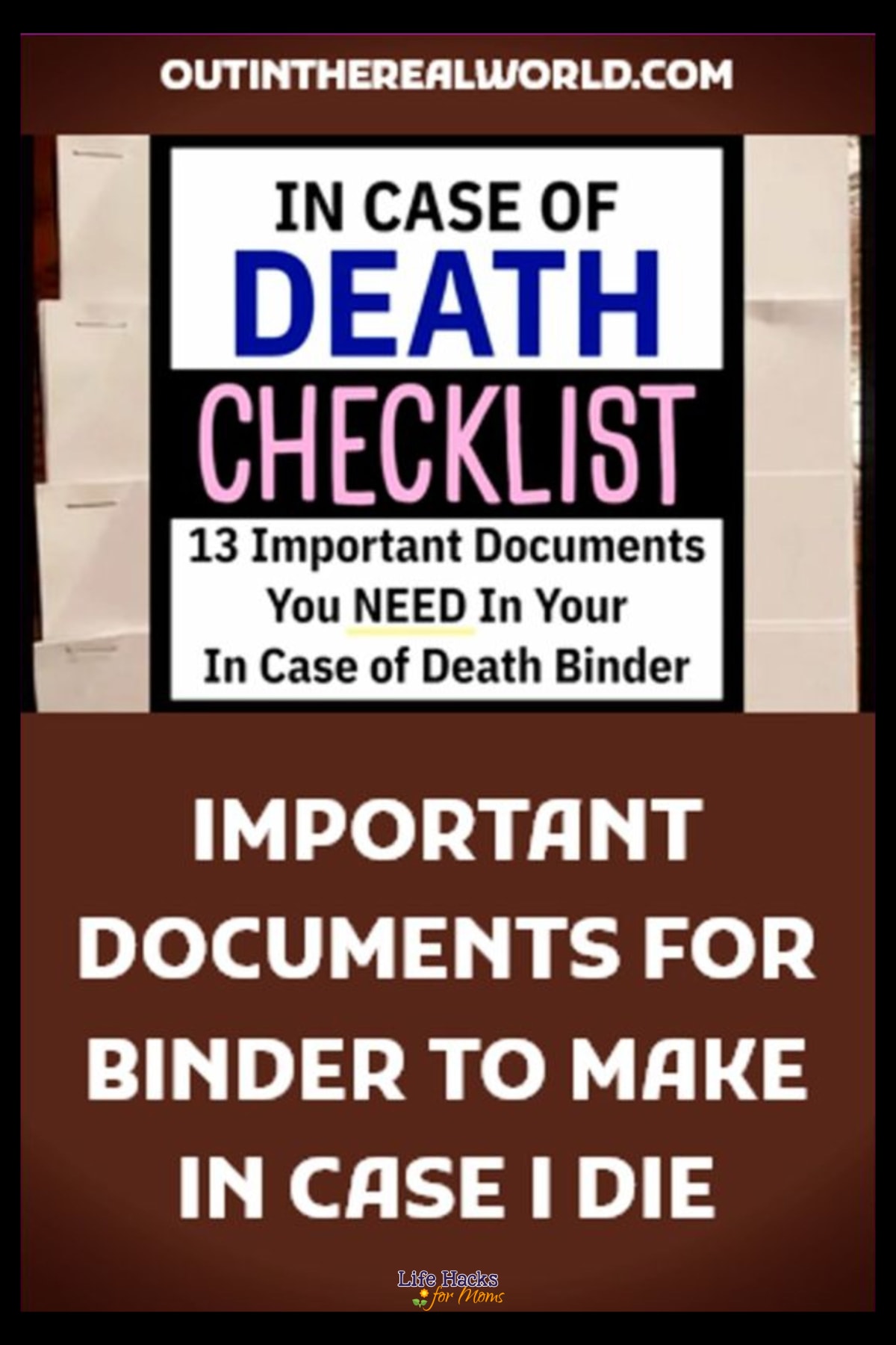 important documents for binder checklist