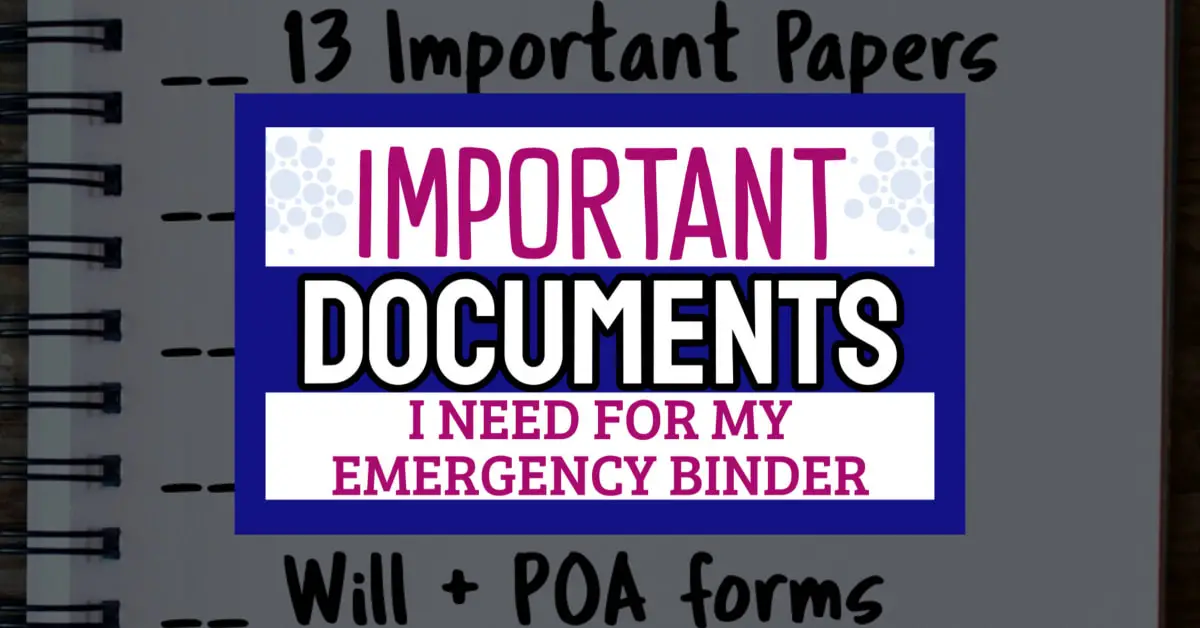 important documents for my binder