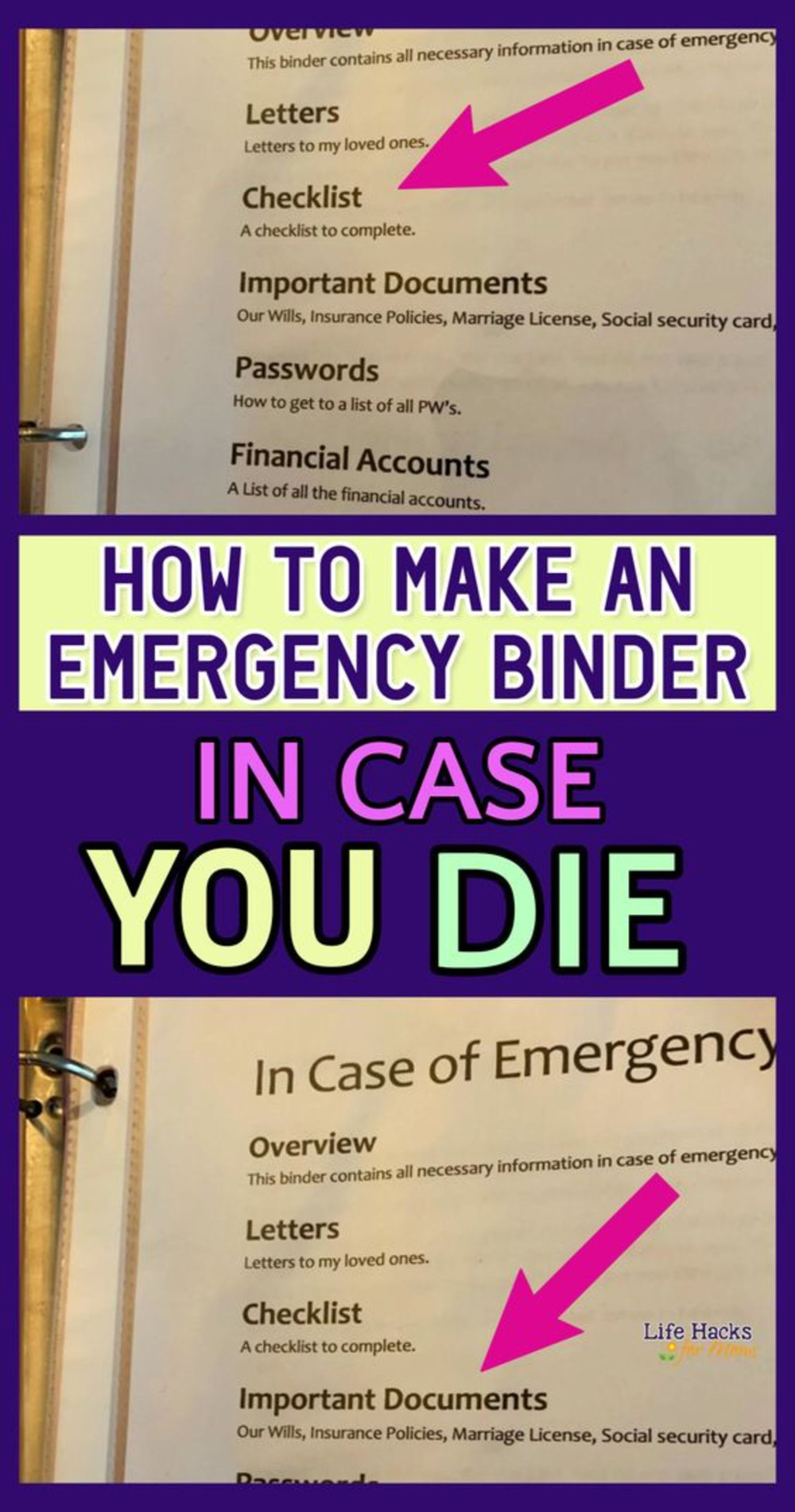 How To Make AN Emergency Binder In Case You Die - Important Documents Binder Checklist