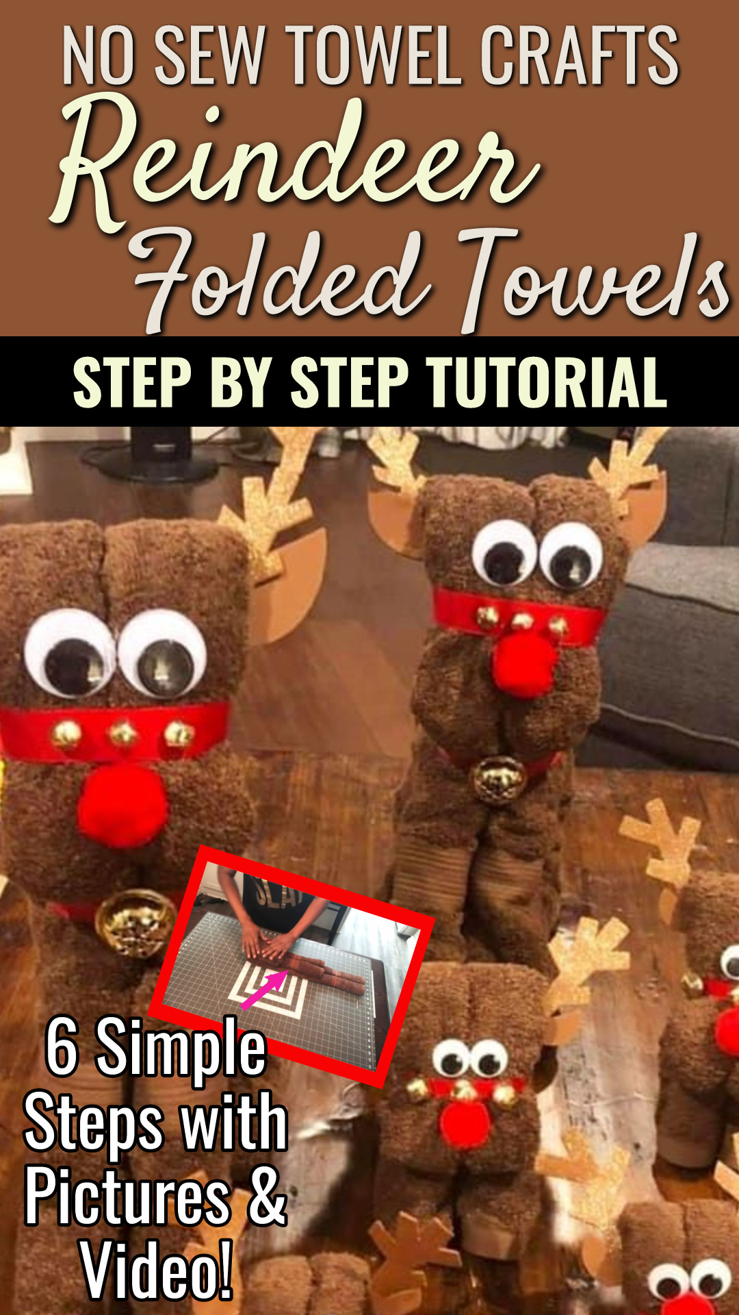 no sew towel reindeer craft for Christmas