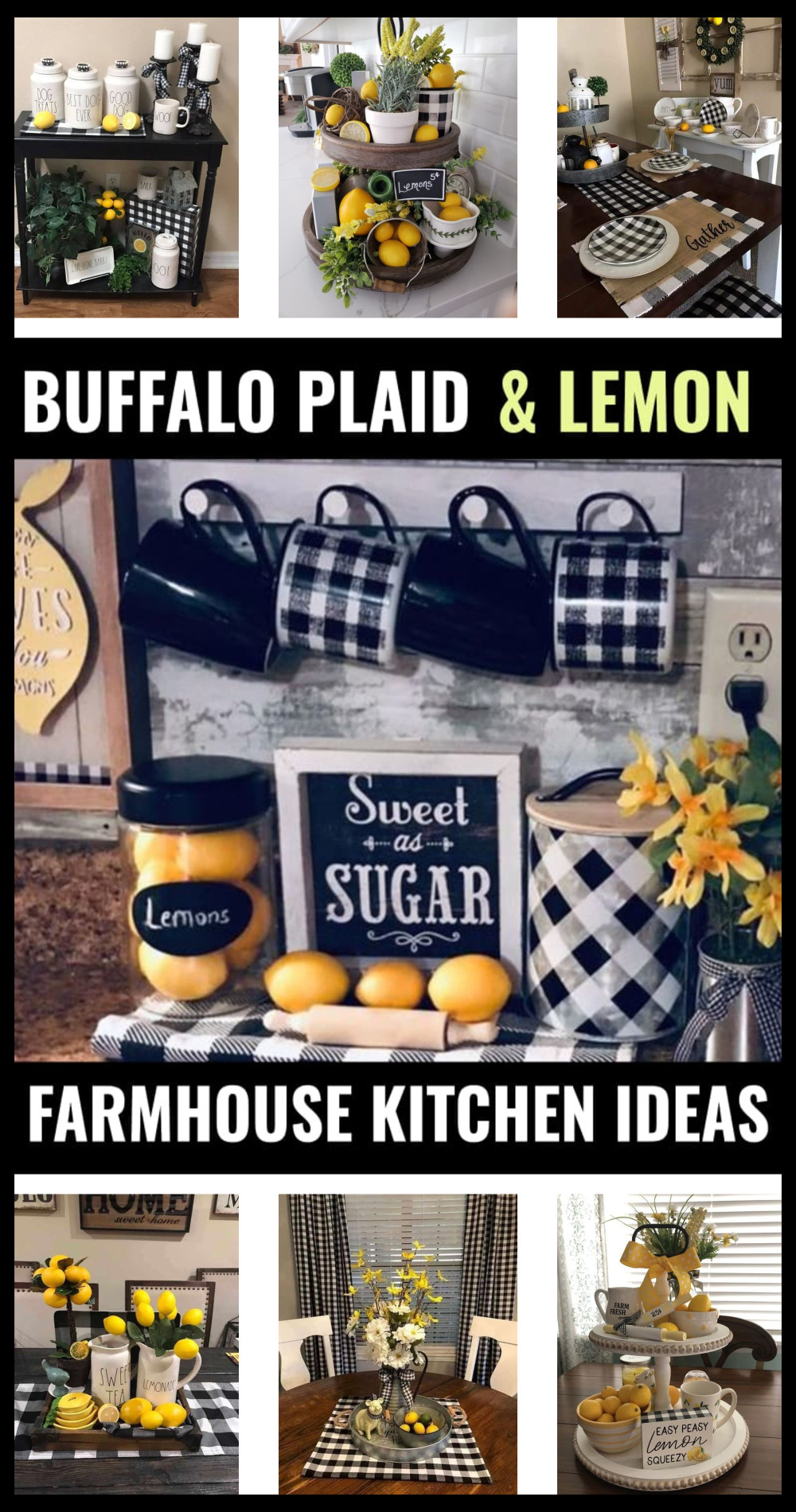 buffalo plaid lemon farmhouse kitchen ideas