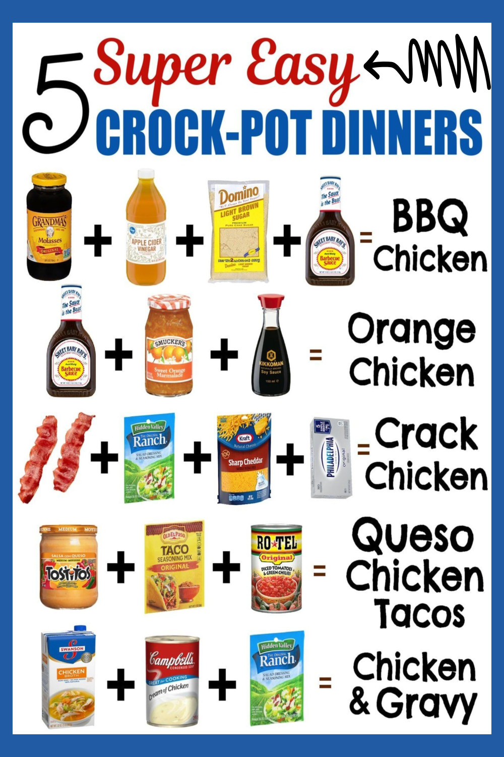 5 Crockpot Dump Dinner Recipe Combinations