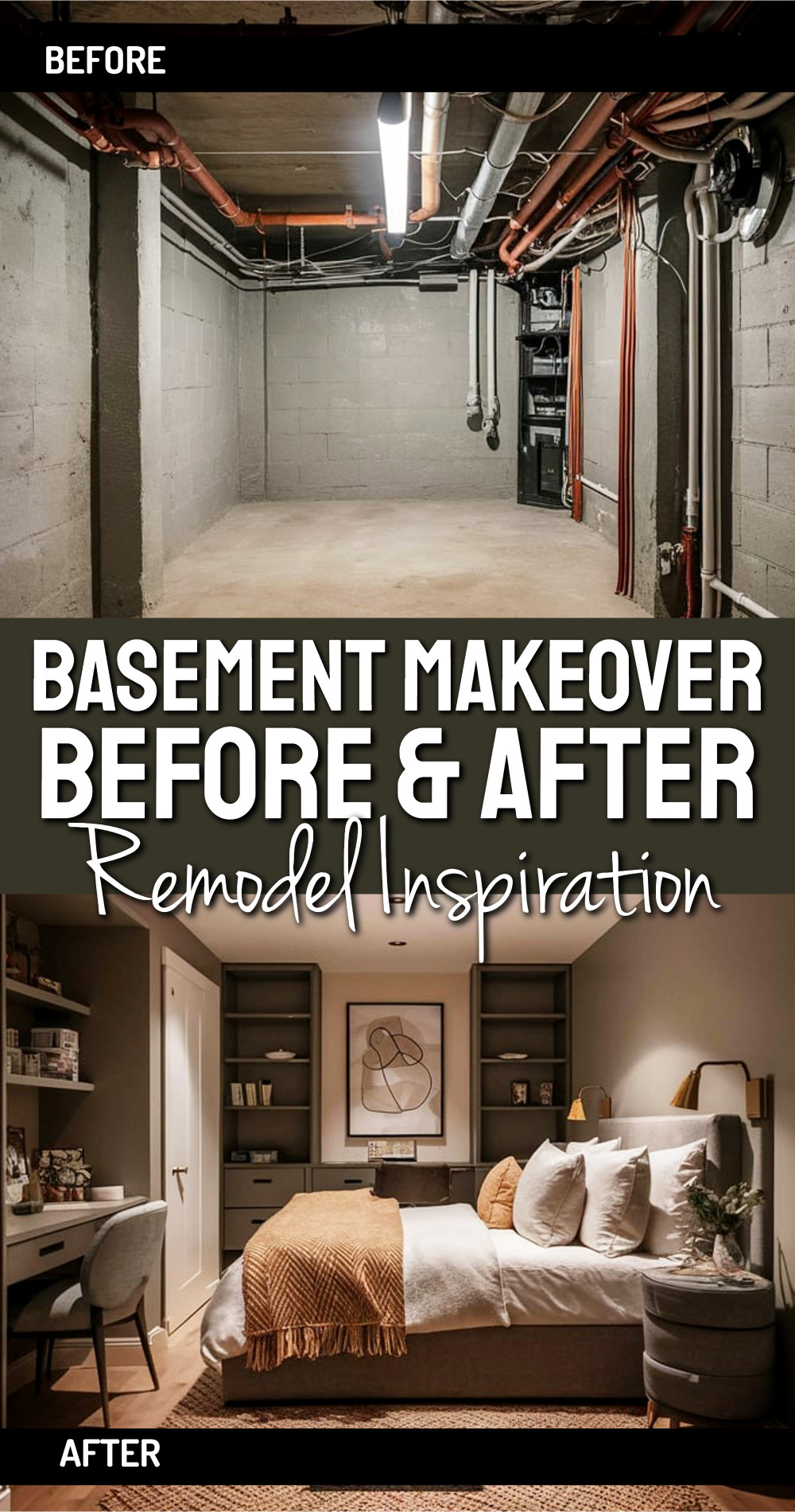 Turn Basement Into Small bedroom guest room home office multipurpose room