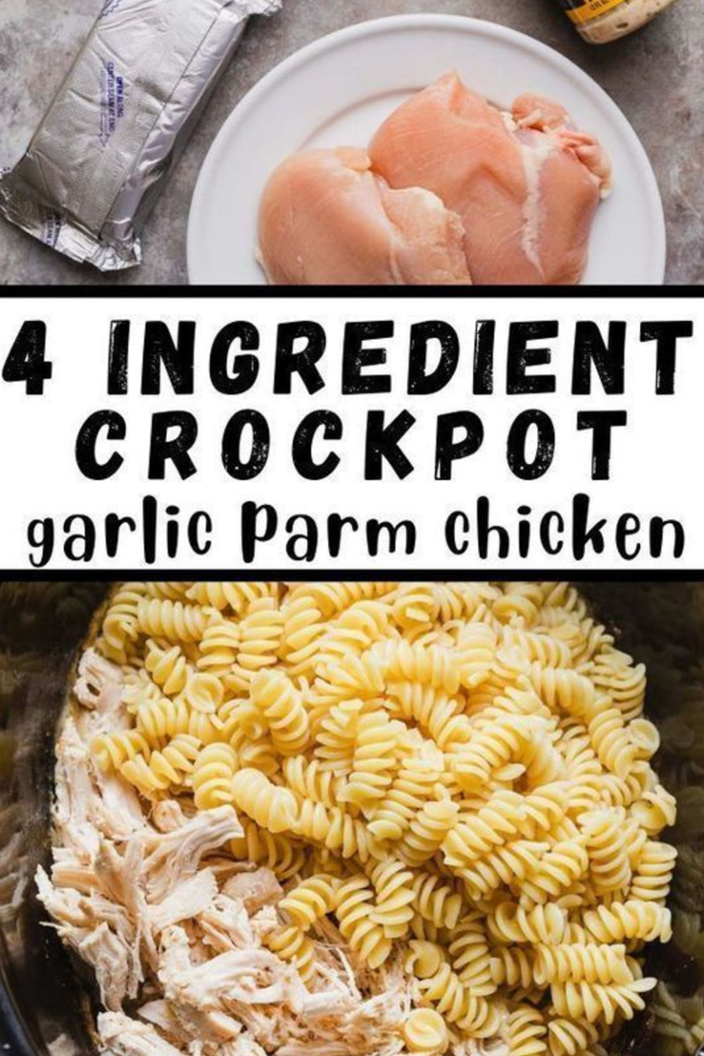 4-Ingredient Crockpot Garlic Parm Chicken