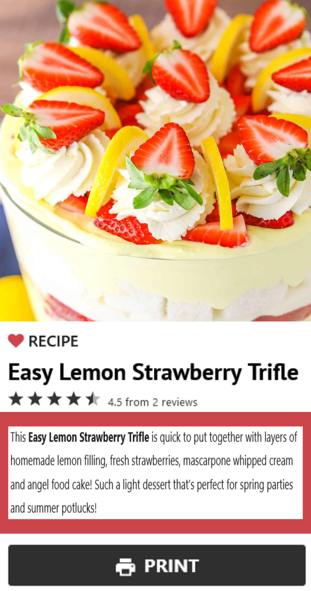 no bake strawberry lemon trifle layered cold desserts with angel food cake