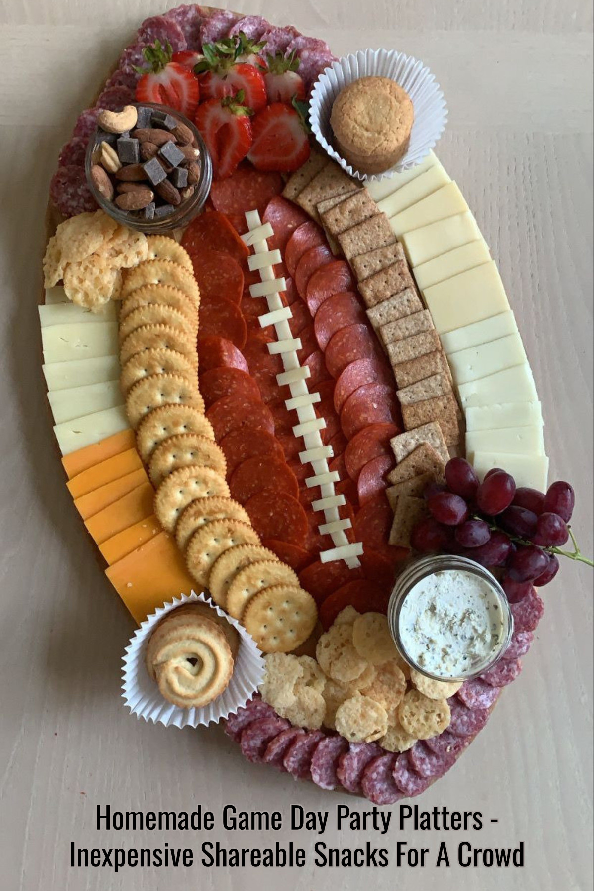 Game Day Football Snack Platter Cheese and Crackers Tray
