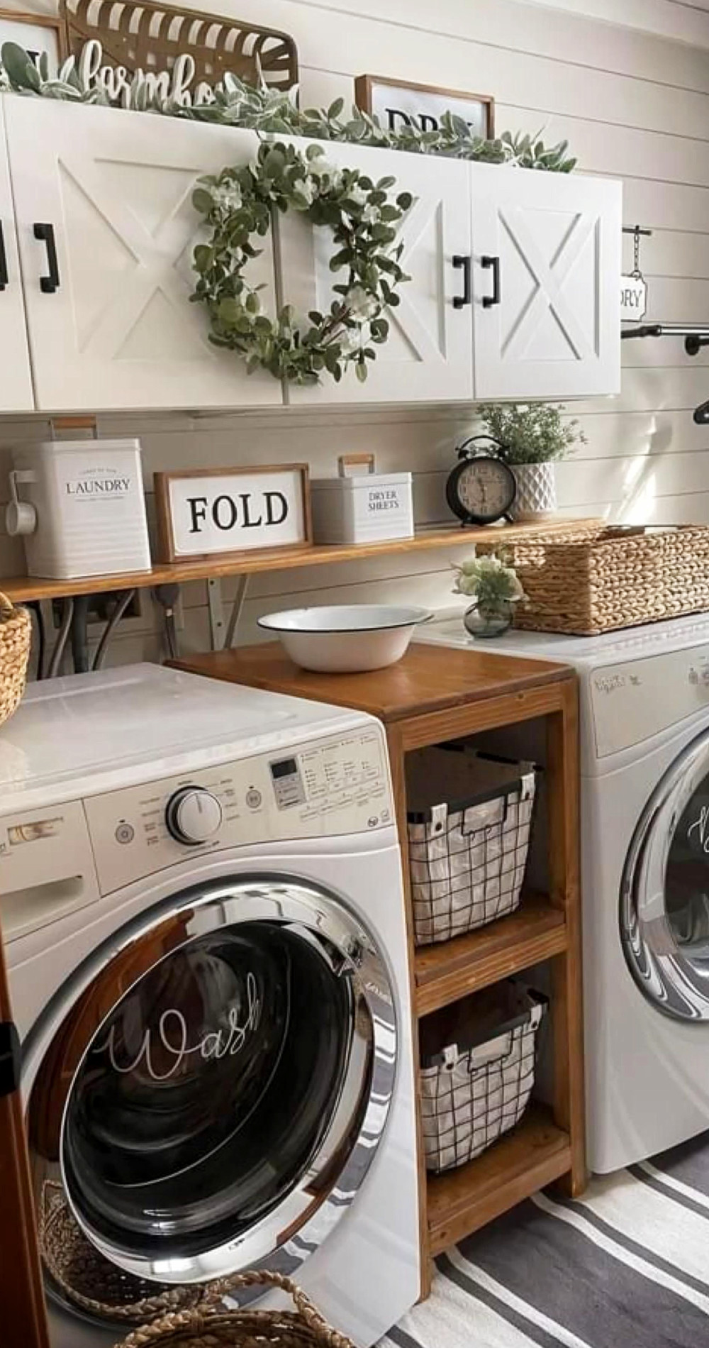 Redecorated small laundry room