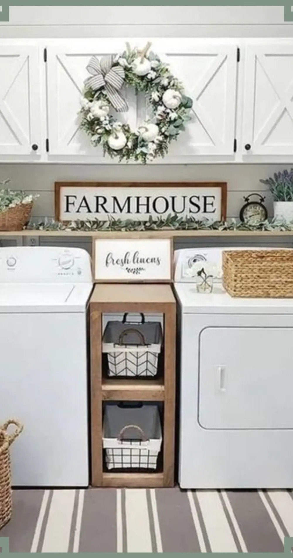 Farmhouse laundry room redecorated on a budget