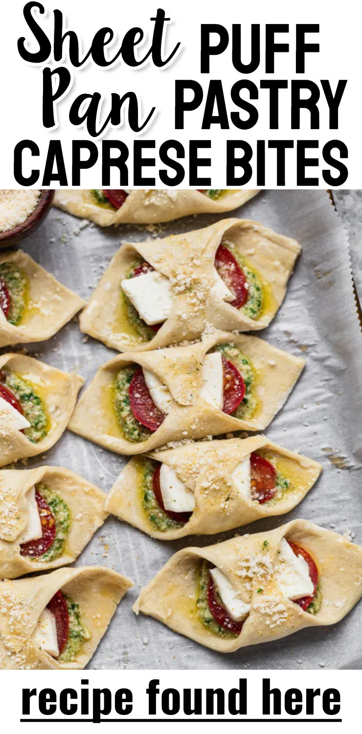 Sheet Pan Puff Pastry Caprese Bites