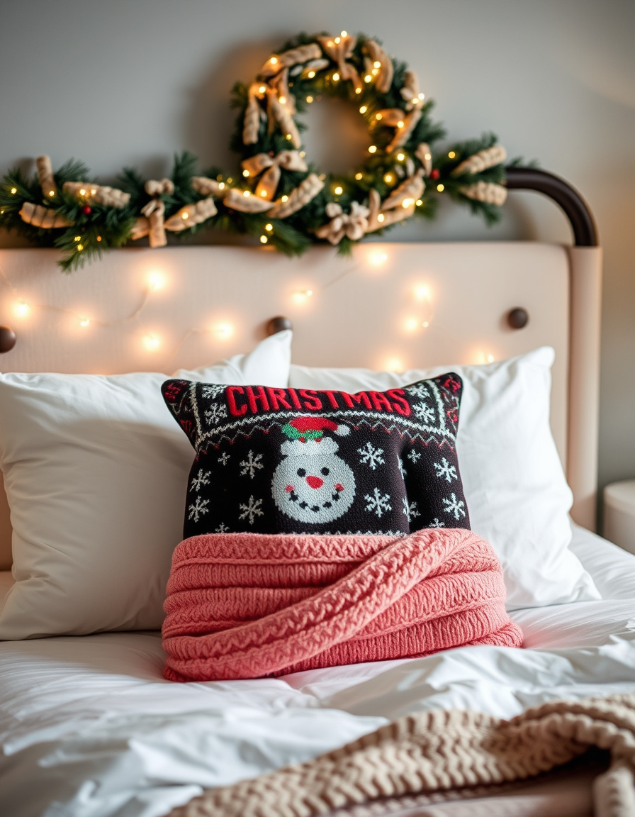 Cover Bed Pillows With Old Christmas Shirts or Sweaters