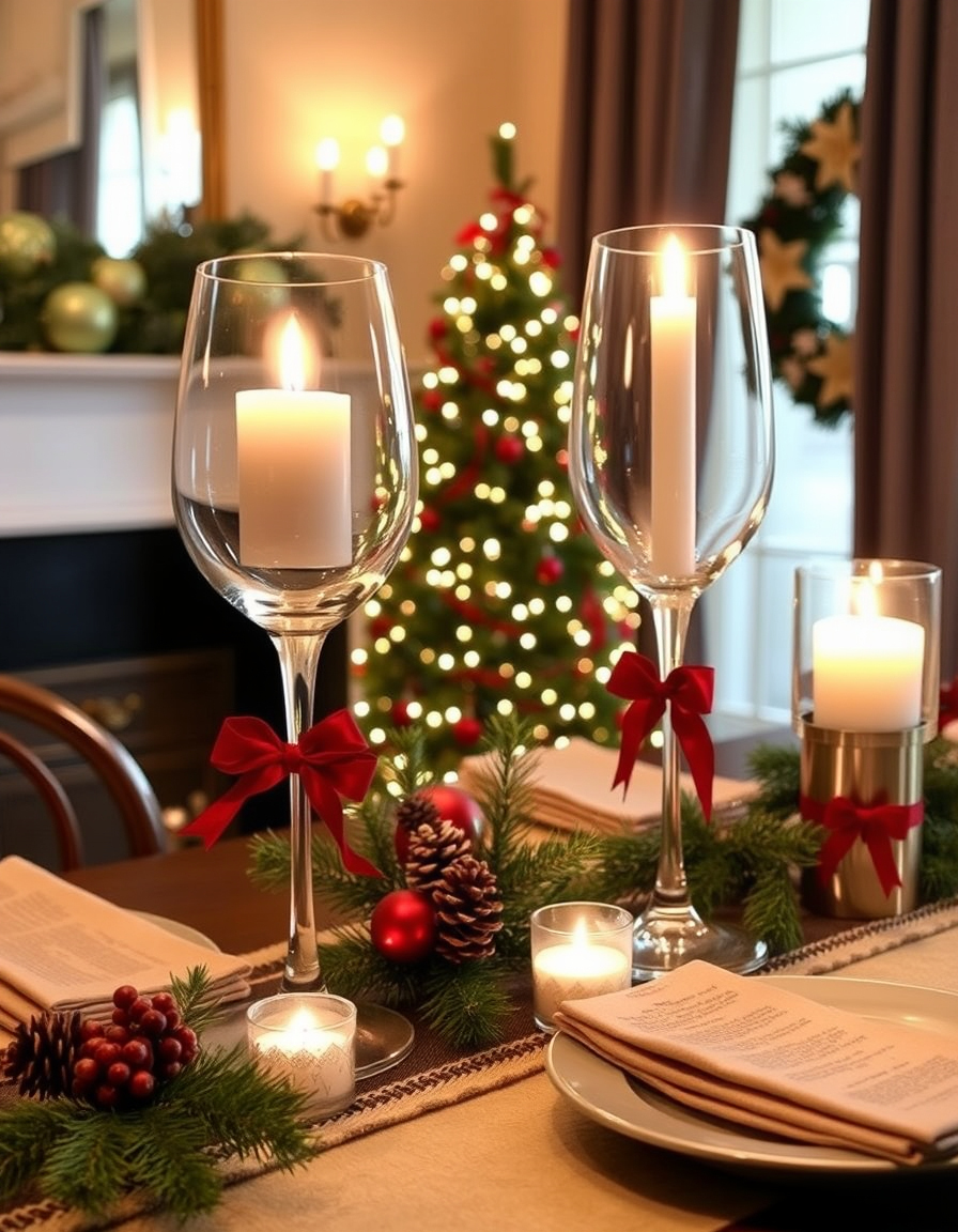 Use Wine Glasses as Candle Holders