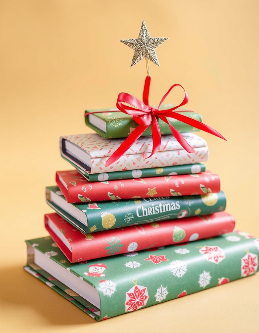 Cover Books with Christmas Wrapping Paper