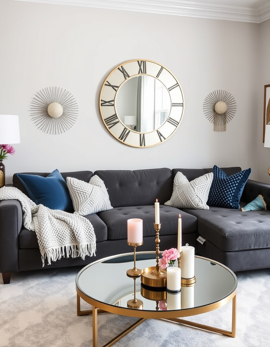 Contemporary Glam Grey Living Room Inspiration - Accent Colors, Decor and Layouts