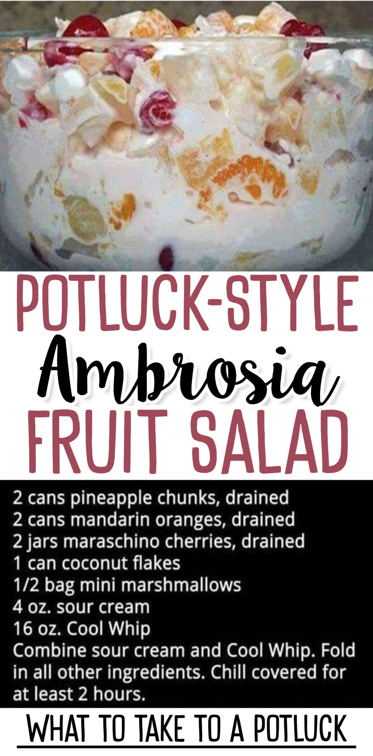 Potluck-Style Ambrosia Fruit Salad No Bake Dessert