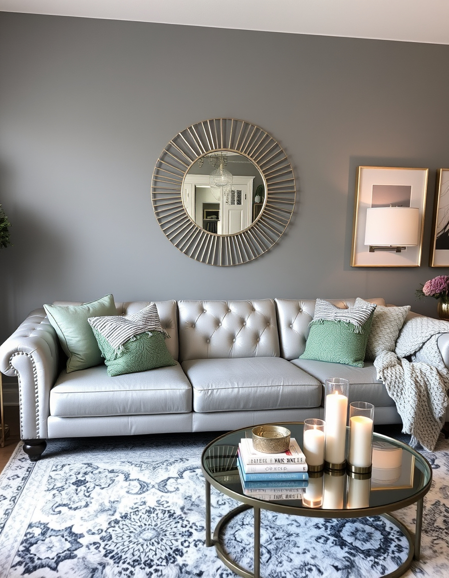 Contemporary Glam Grey Living Room Inspiration - Accent Colors, Decor and Layouts