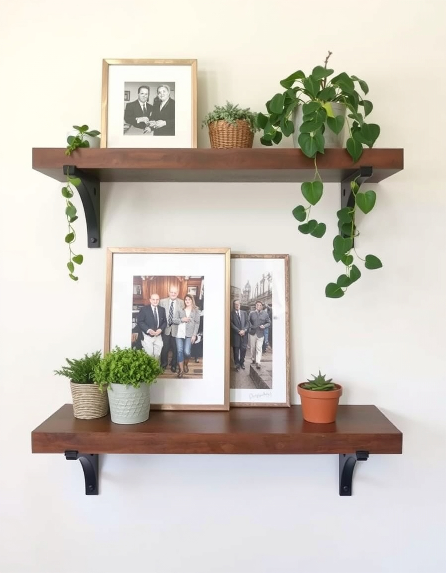 Picture and Shelf Arrangements on Walls - Family Photo Wall Ideas & Examples