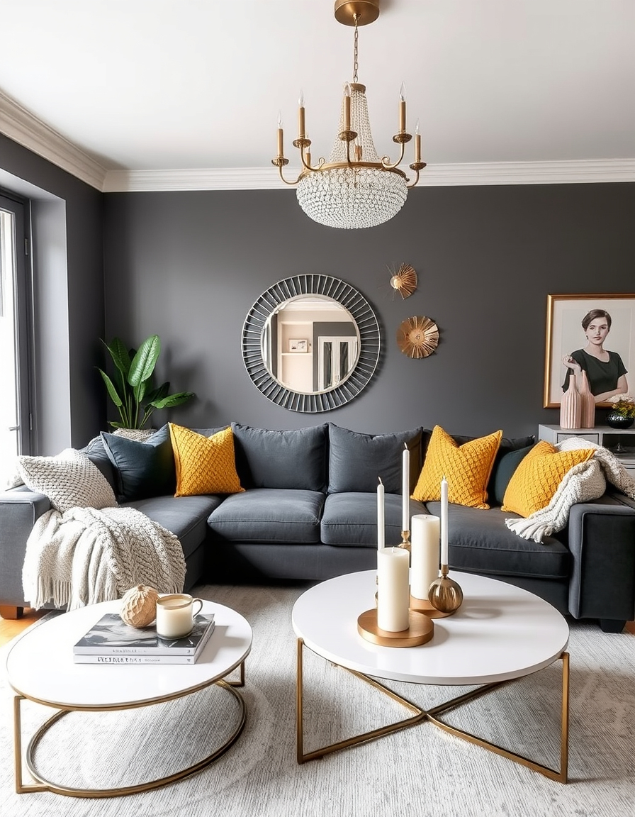 Contemporary Glam Grey Living Room Inspiration - Accent Colors, Decor and Layouts