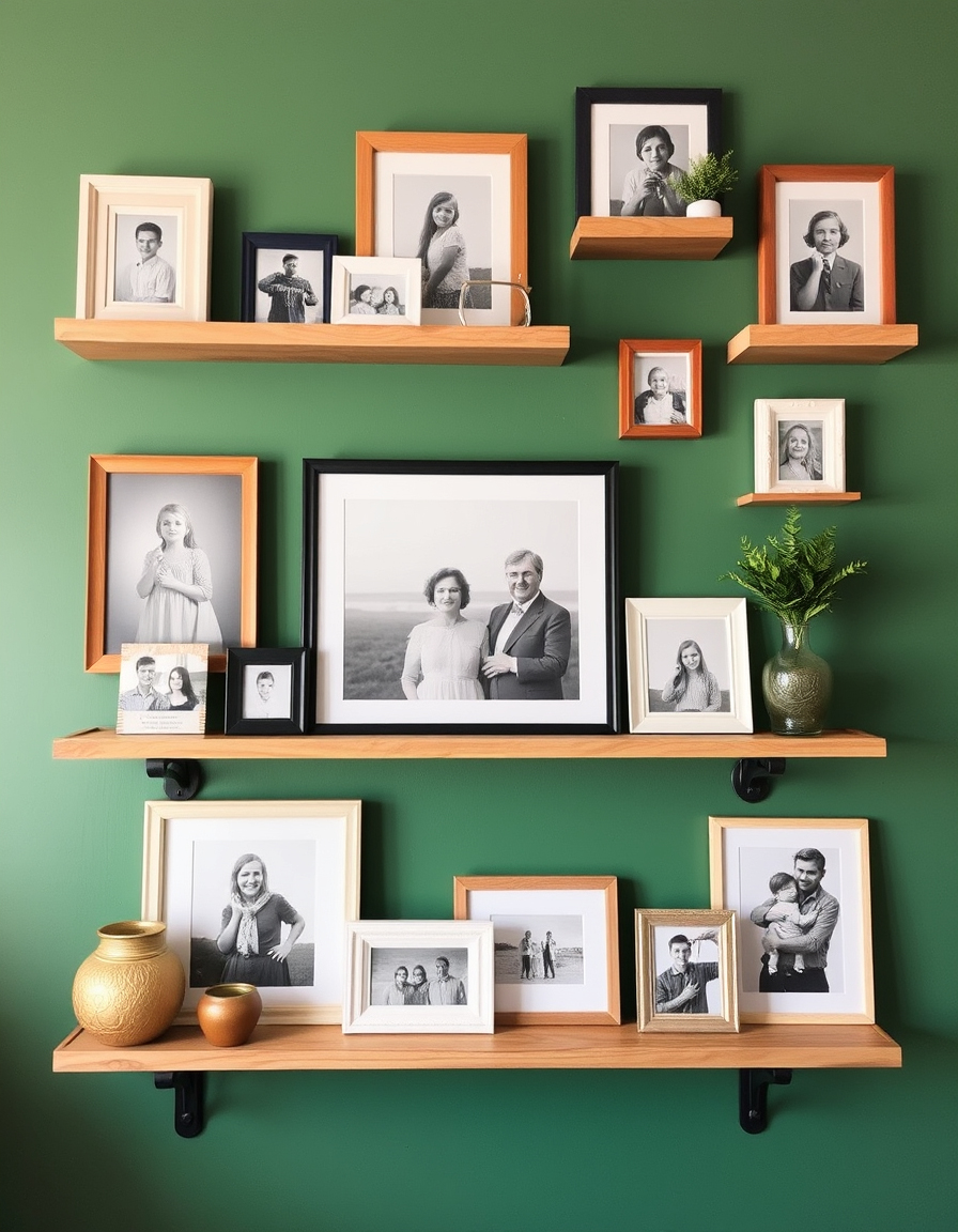 Picture and Shelf Arrangements on Walls - Family Photo Wall Ideas & Examples