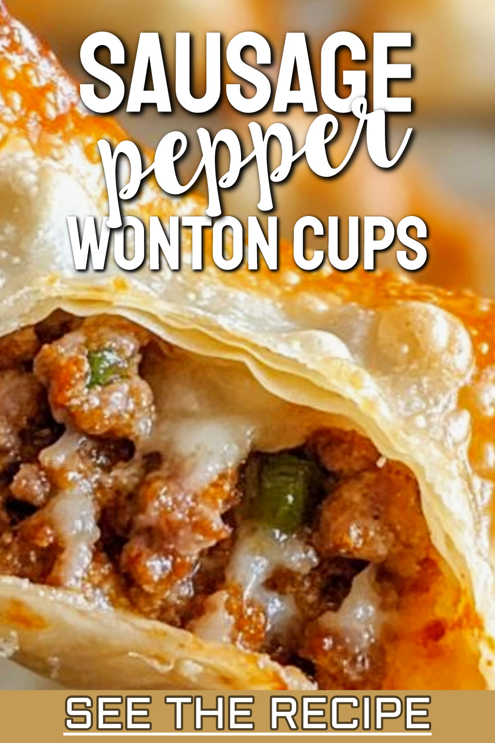 Sausage pepper wonton appetizer bites