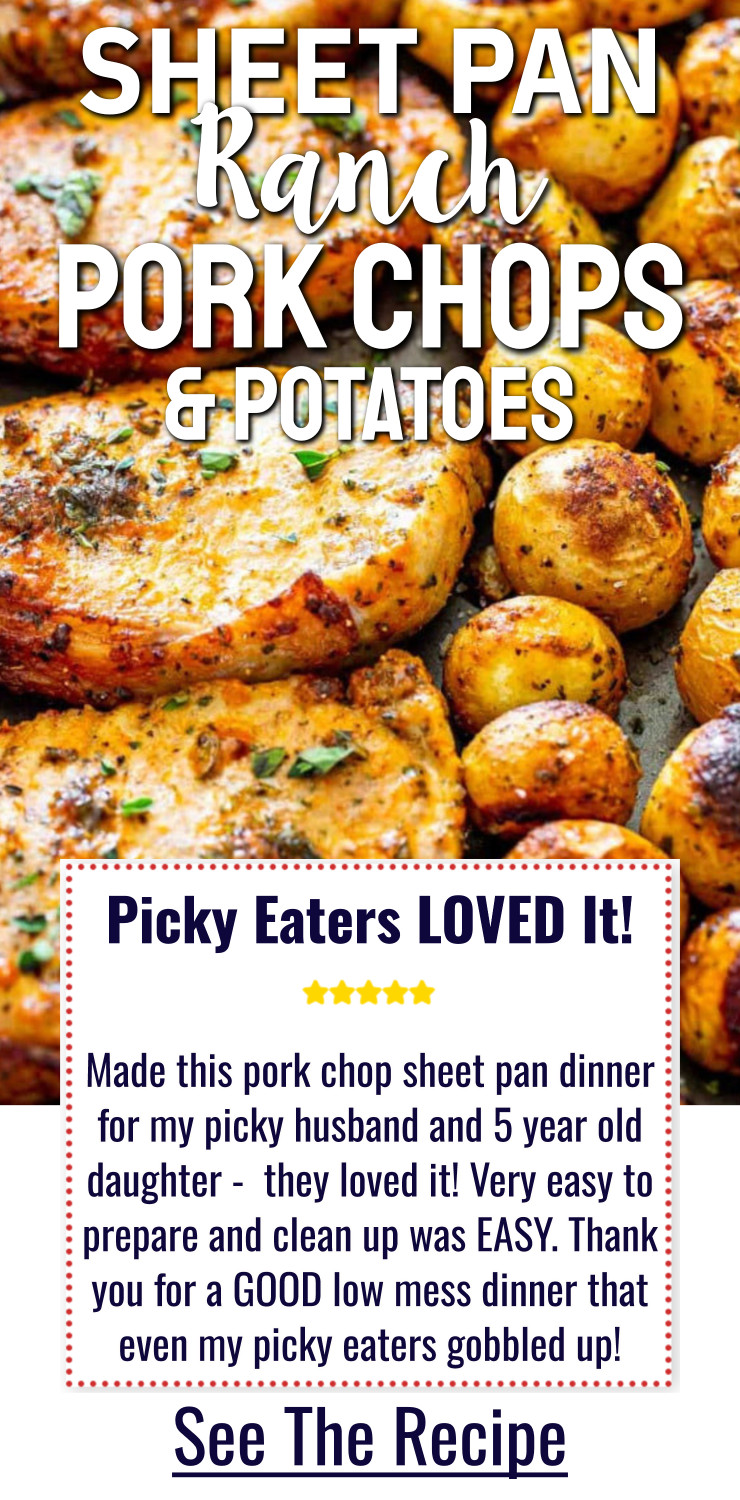 Ranch Pork Chops and Potatoes sheet pan suppers