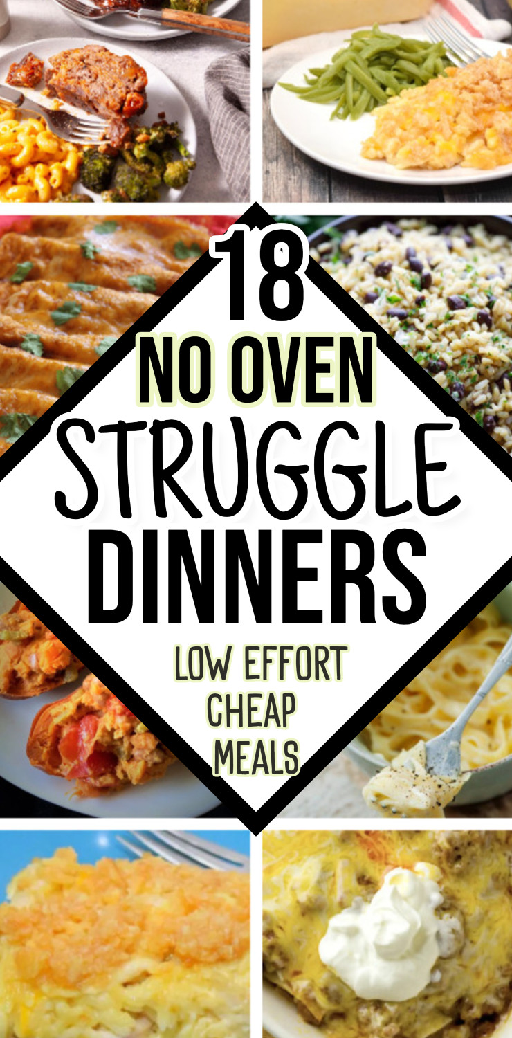 18 no oven struggle dinners - low effort cheap meals for a family, for one or for two