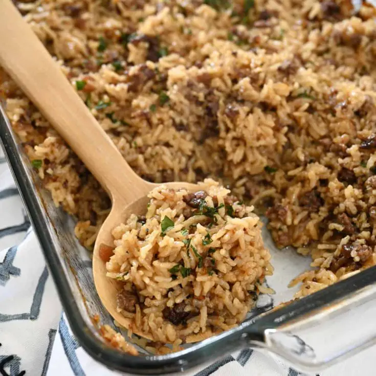 Image for French Onion Ground Beef and Rice Casserole