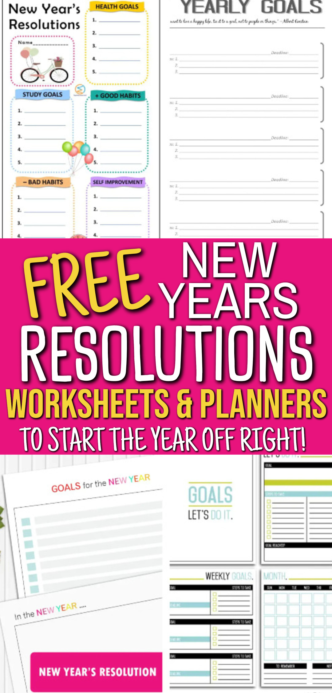 Free New Year's Resolution Printables for Adults AND Kids