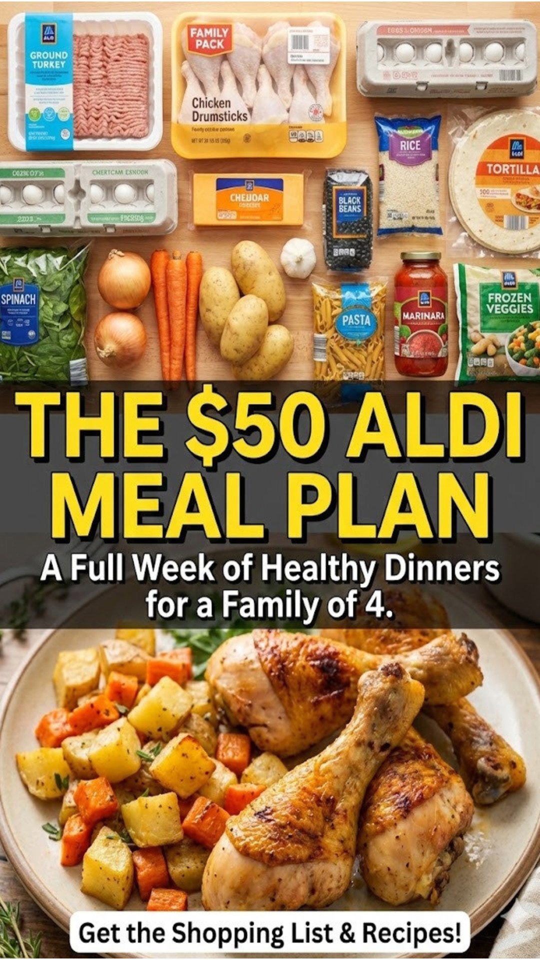 The $50 Aldi Challenge: A Full Week of Healthy Dinners for a Family Of 4
